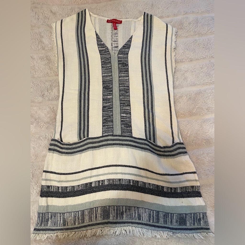 Saks Fifth Avenue Black And White Striped Tunic Dress